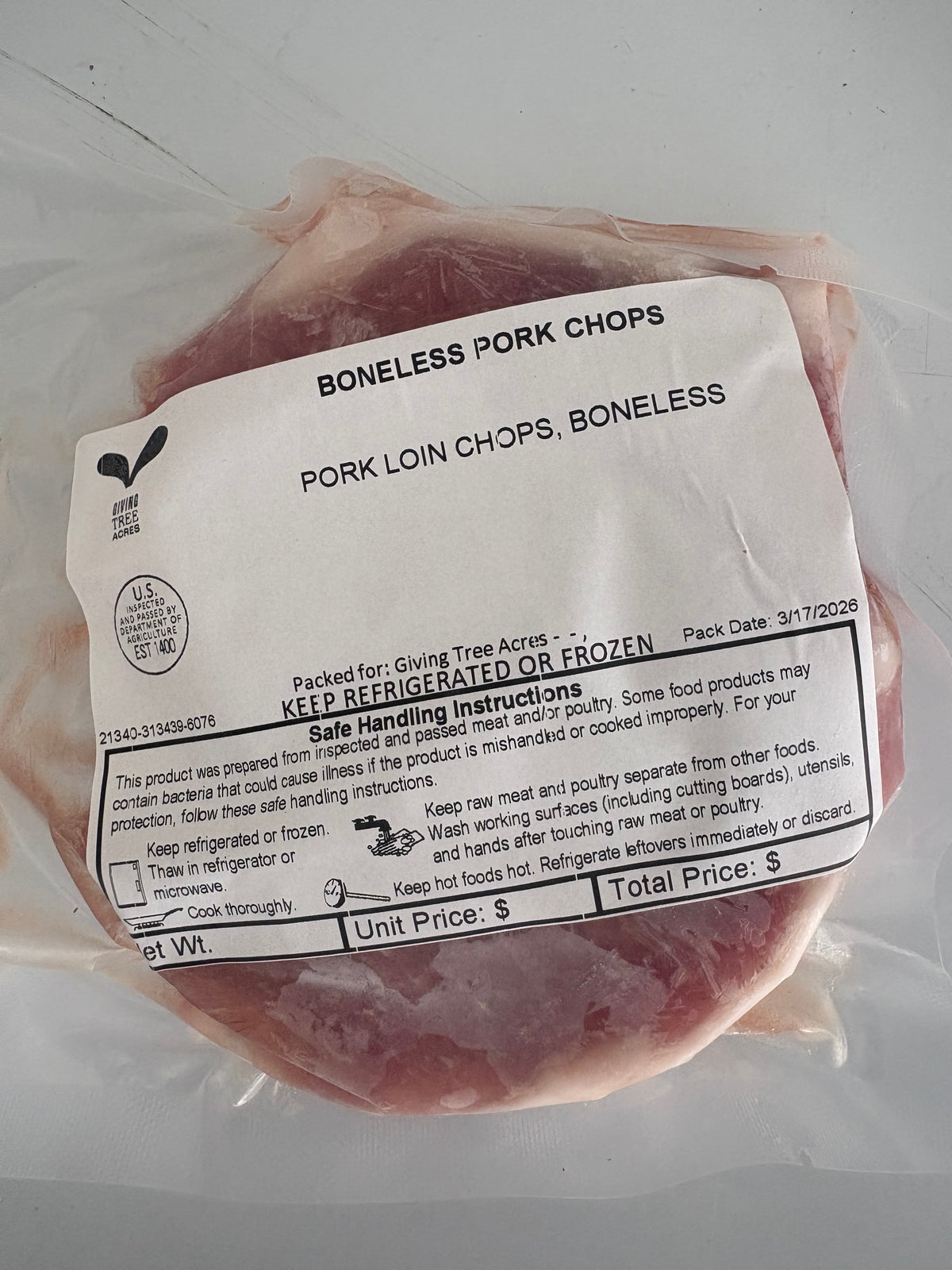 Pasture-Raised Boneless Pork Loin Chops (Non-GMO, Corn & Soy-Free)