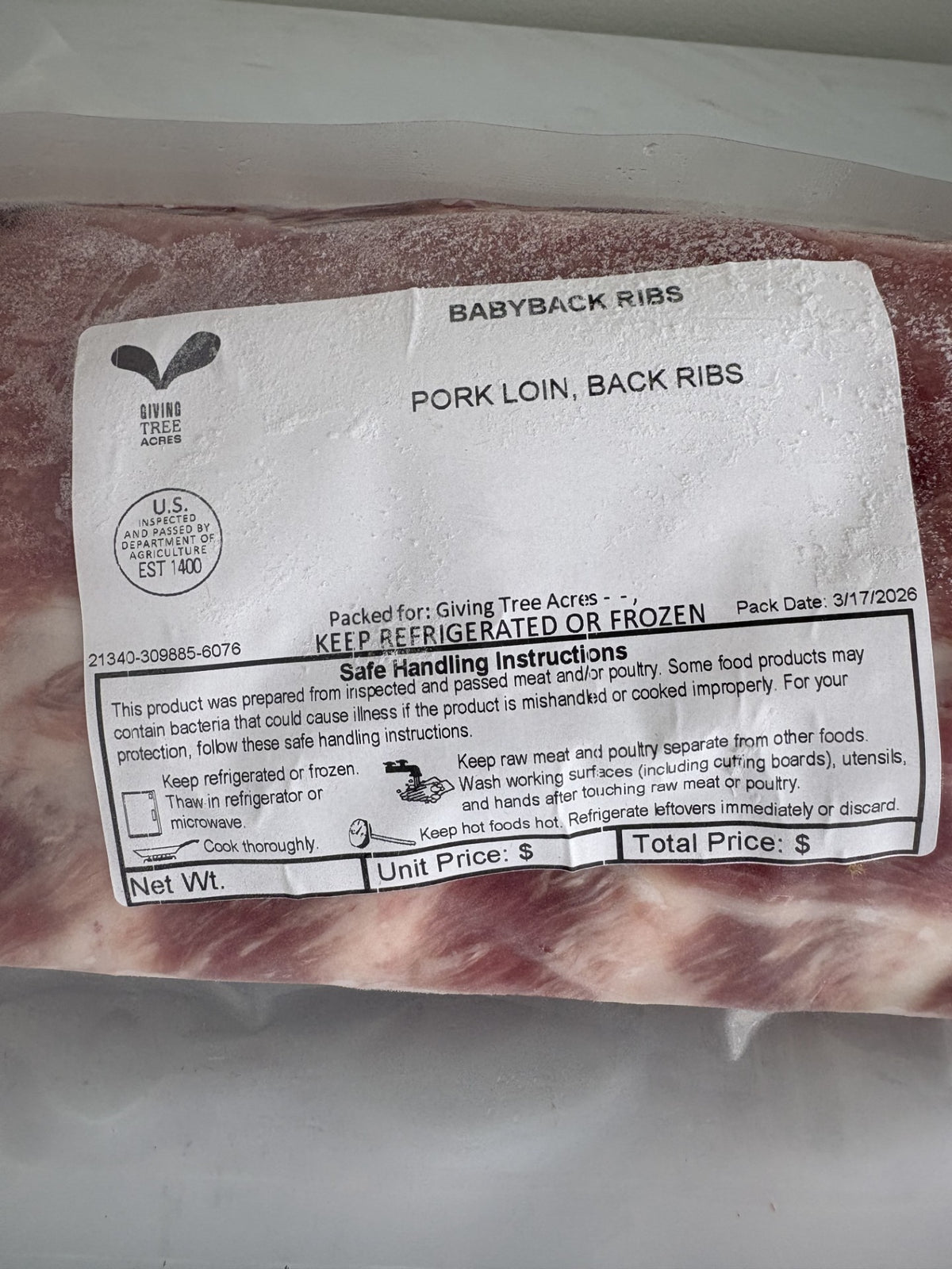 Pasture-Raised Baby Back Pork Ribs (Non-GMO, Corn & Soy-Free)