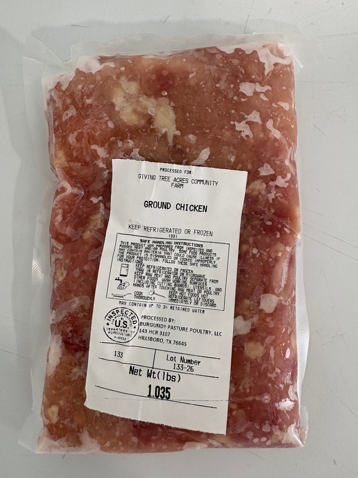 Pasture-Raised Ground Chicken (Organic, Non-GMO, Corn & Soy-Free Feed)